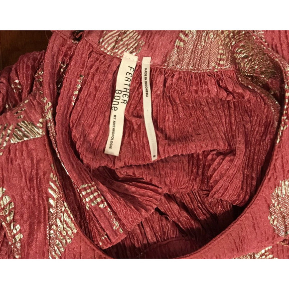 Anthropologie Feather Bone Rose with Gold Flower Halter Top - Size Small - Picture 7 of 8